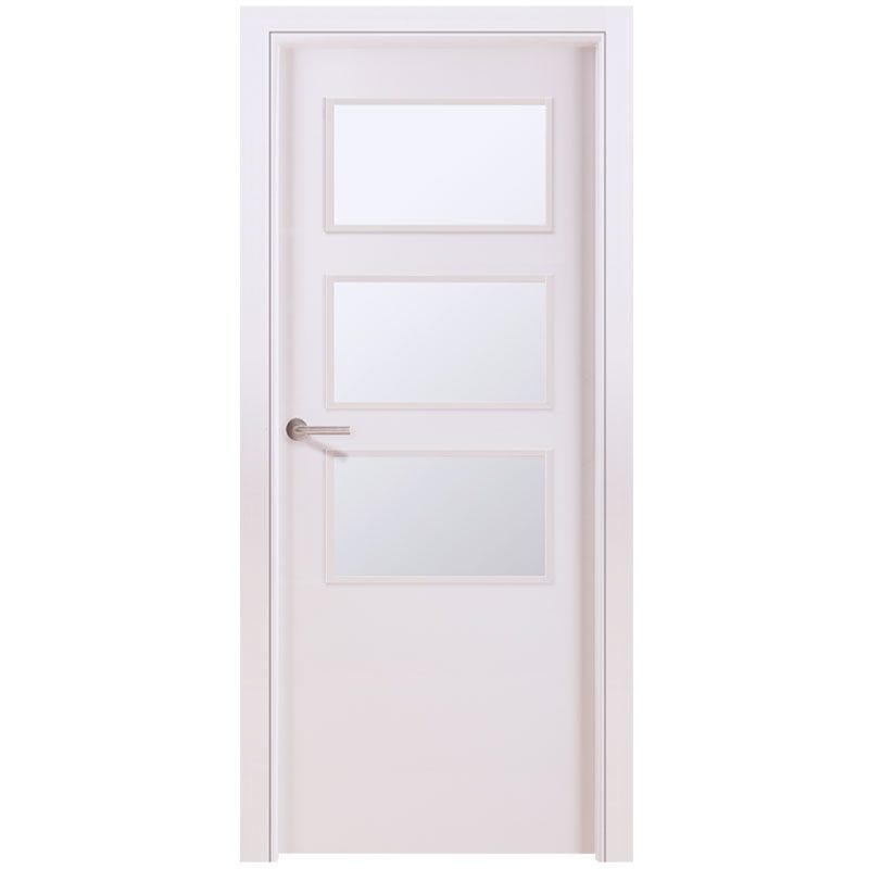 Puerta lacada blanca lisa 3 vidrios